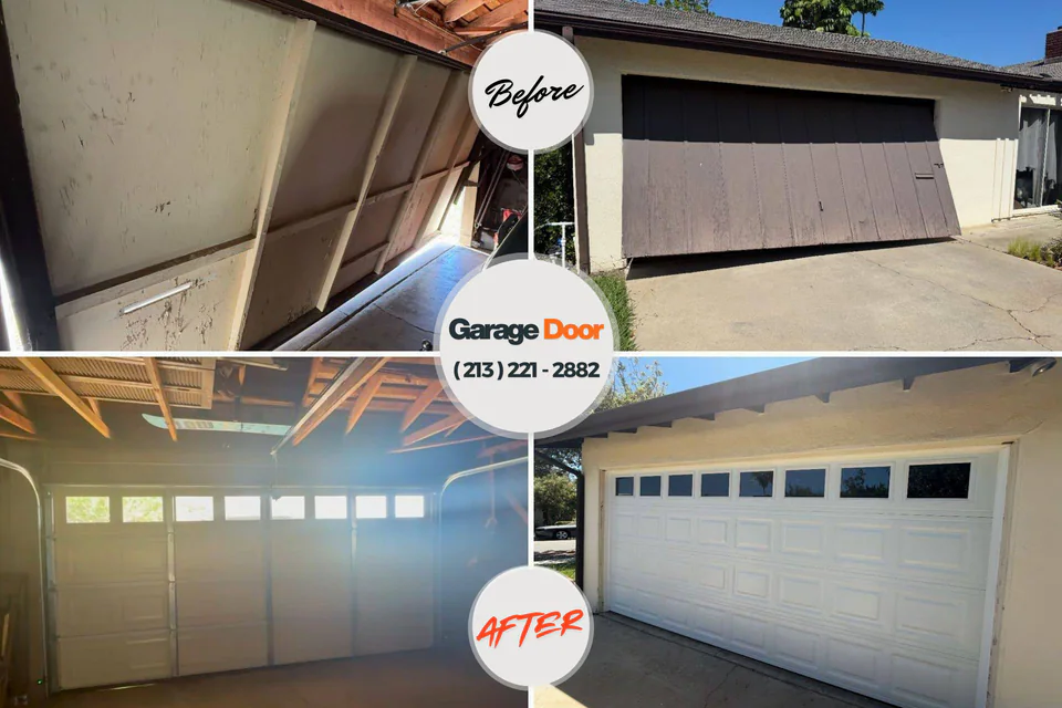 Before and after: garage door repair LaCoste, TX